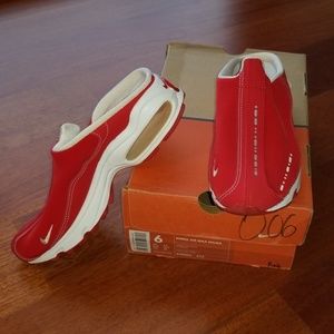 Red slip on sneakers